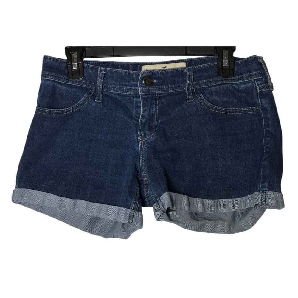 Hollister‎ Womens Denim Blue Jean Midi Short Size 5 W27 Casual Summer Stretch